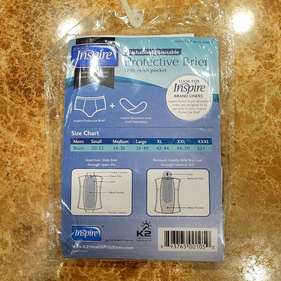 COPY - COPY - COPY - NWT MEN'S INSPIRE WASHABLE & REUSABLE PROTECTIVE BRIEFS UN… - Picture 2 of 2